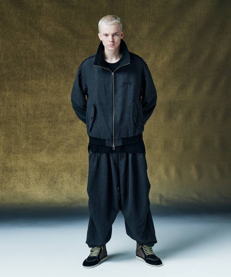 【予約商品】glamb(グラム) Damage Houndstooth Set Up / ダメージハウンドトゥースセットアップ - Black