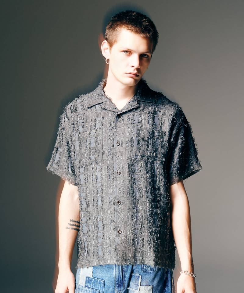 【予約商品】glamb(グラム)Fuzzy Check Shirt / ファジーチェックシャツ - Gray