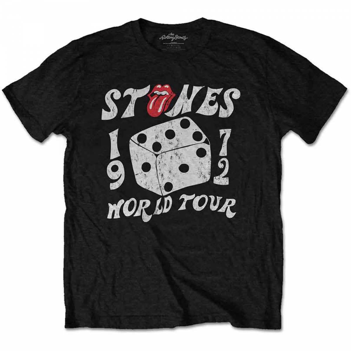 【予約商品】THE ROLLING STONES バンドTシャツ ユニセックス: Dice Tour '72 Eco (Black) - BLACK