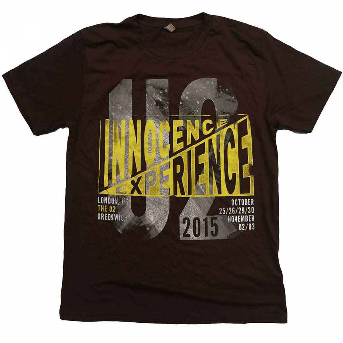 【予約商品】U2 バンドTシャツ ユニセックス: I+E London Event 2015 (Brown) (Ex-Tour) - BROWN