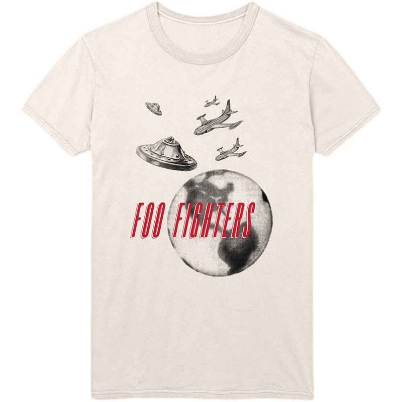 【予約商品】FOO FIGHTERS バンドTシャツ ユニセックス: UFO Planes (Natural) - NATURAL
