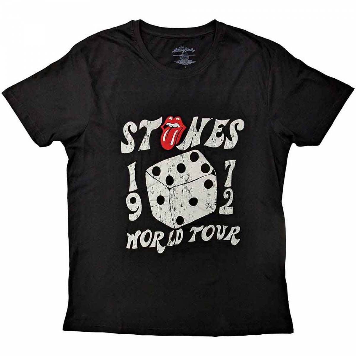 【予約商品】THE ROLLING STONES バンドTシャツ ユニセックス: Dice Tour '72 (Black) - BLACK