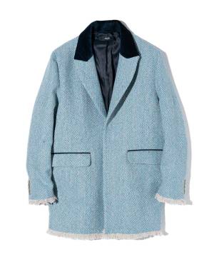 【予約商品】glamb(グラム) GB0424/JKT08 : Cut Off Chester Coat / カットオフチェスターコート - Blue
