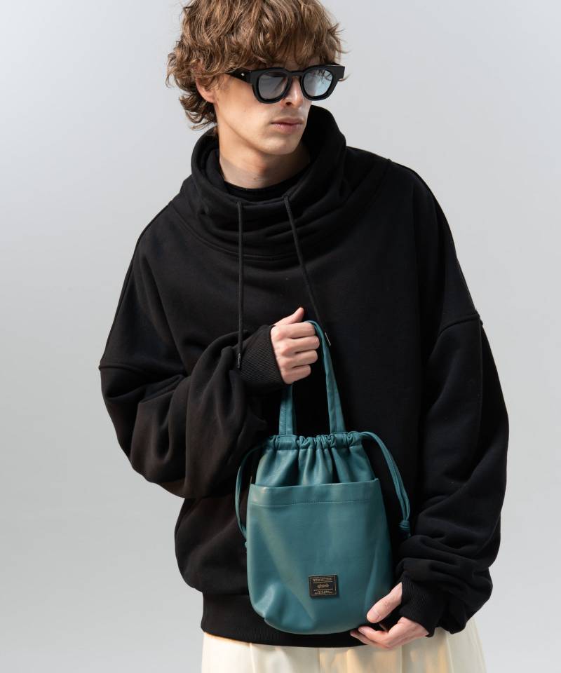 【予約商品】glamb(グラム)Synth Leather Drawstring Bag / シンセレザードローストリングバッグ - Blue