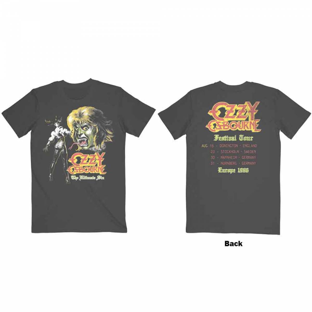 【予約商品】OZZY OSBOURNE バンドTシャツ ユニセックス: Ultimate Remix (Charcoal Grey) (Back Print) - CHARCOAL GREY