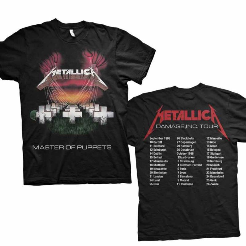 【予約商品】METALLICA バンドTシャツ ユニセックス: Master of Puppets European Tour '86. (Black) (Back Print)