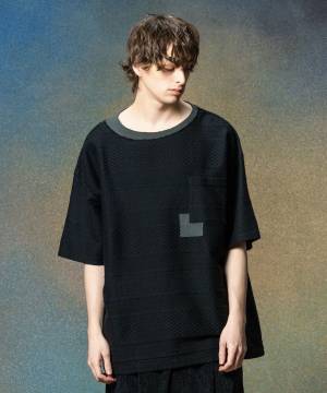 【予約商品】glamb(グラム)GB0225/CS13 : Boat Neck Layered T-Shirt / ボートネックレイヤードＴシャツ - Black