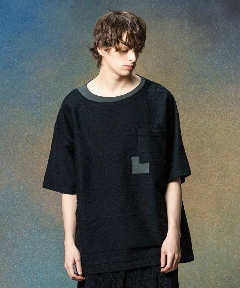 【予約商品】glamb(グラム)GB0225/CS13 : Boat Neck Layered T-Shirt / ボートネックレイヤードＴシャツ - Black