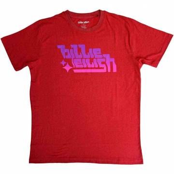 【予約商品】BILLIE EILISH バンドTシャツ ユニセックス: Purple Logo (Red) - RED