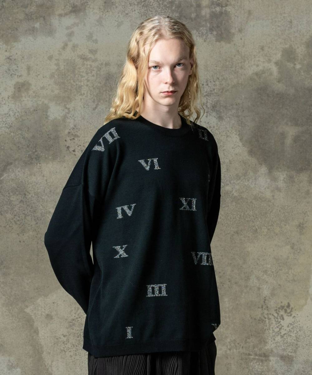 glamb(グラム)GB0125/KNT03 : Numbers Pullover Knit / ナンバーズプルオーバーニット - Black