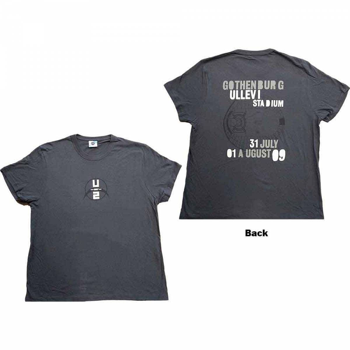 【予約商品】U2 バンドTシャツ ユニセックス: 360 Degree Tour Gothenburg 2009 (Grey) (Back Print & Ex-Tour) (X-Large) - GREY