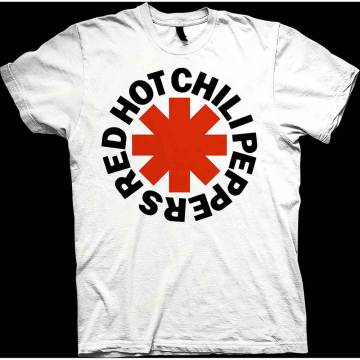 【予約商品】RED HOT CHILI PEPPERS バンドTシャツ ユニセックス: Red Asterisk (White) - WHITE
