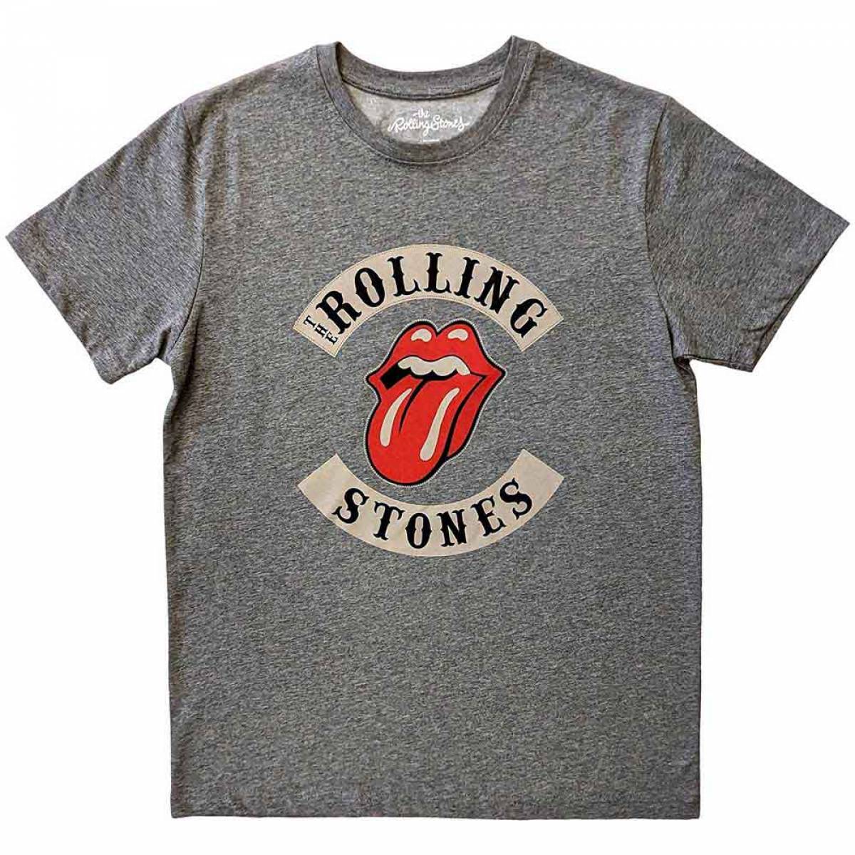 【予約商品】THE ROLLING STONES バンドTシャツ ユニセックス: Biker Tongue (Grey) - GREY