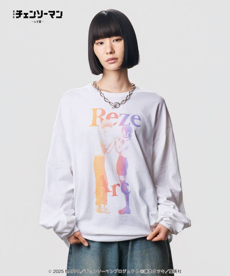 【予約商品】チェンソーマン×glamb(グラム) Denji ＆ Reze Cutsew / デンジ＆レゼ カットソー - White