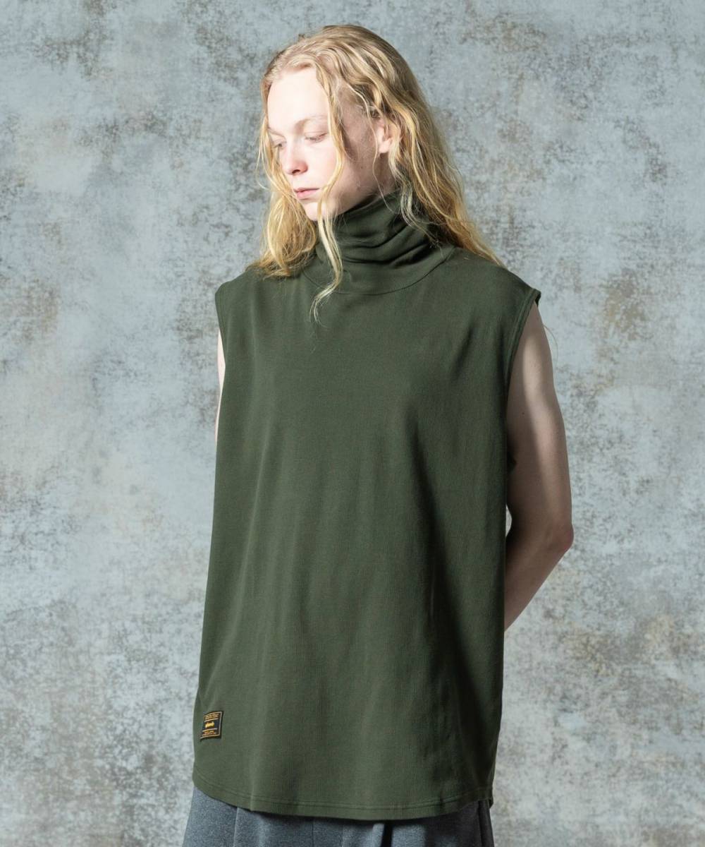 【予約商品】glamb(グラム)GB0325/CS20 : Turtle Neck Tank Top / タートルネックタンクトップ - Khaki