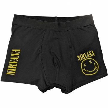 【予約商品】NIRVANA Unisex Boxers: Yellow Smile (Black) - BLACK