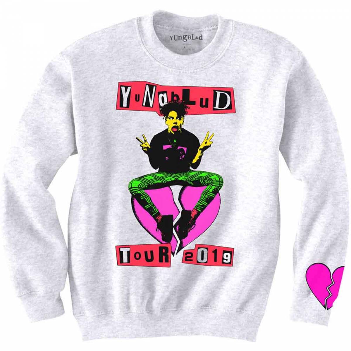 【予約商品】YUNGBLUD Unisex Sweatshirt: Tour (White) (Back & Sleeve Print) - WHITE