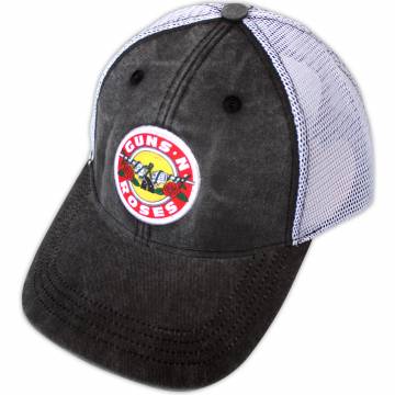 【予約商品】GUNS N' ROSES Unisex Mesh Back Cap: Vintage Logo (Charcoal Grey & White) - CHARCOAL GREY & WHITE