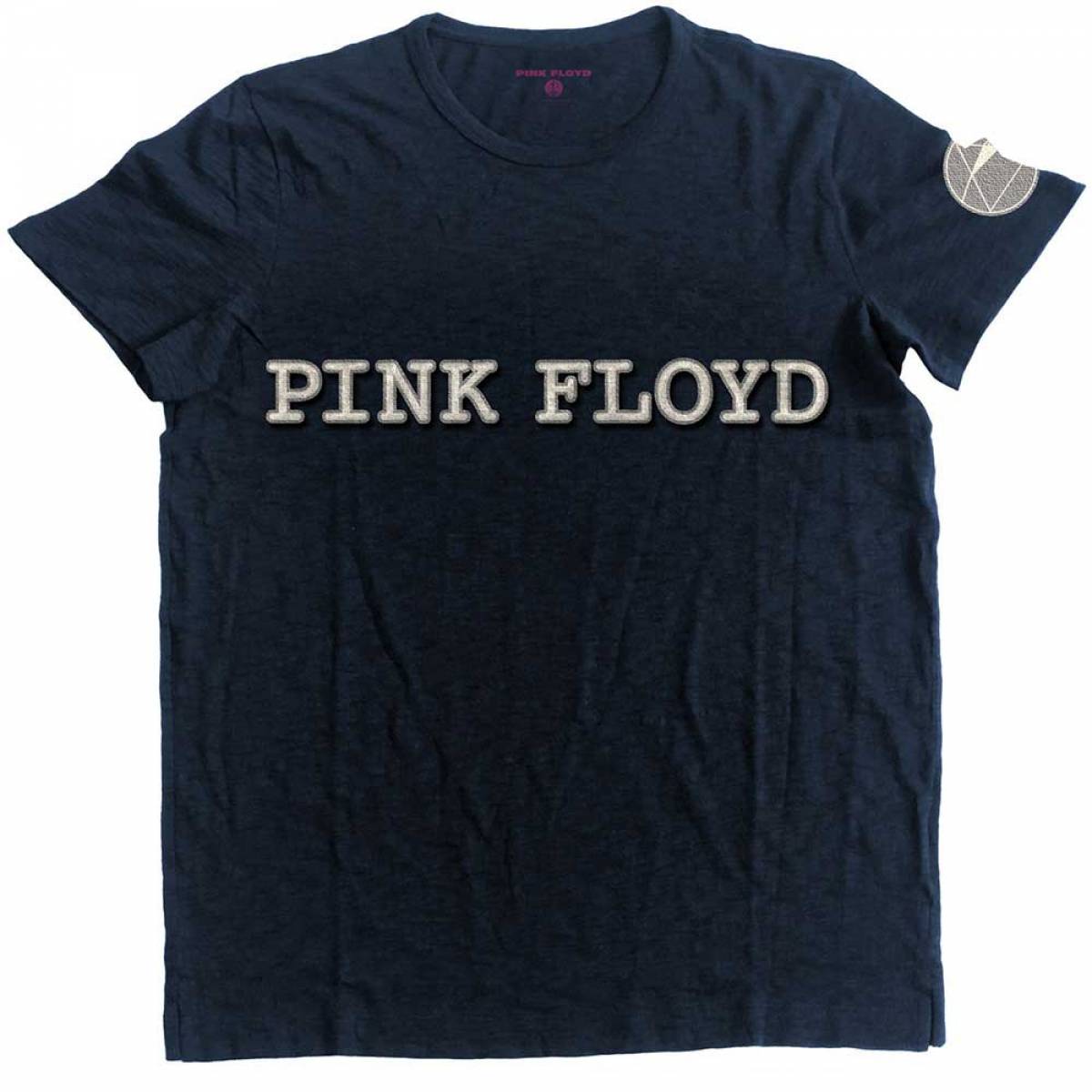 【予約商品】PINK FLOYD バンドTシャツ ユニセックス: Logo & Prism Applique (Navy Blue) (Embellished) - NAVY BLUE