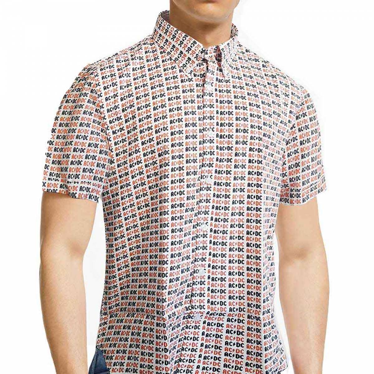 【予約商品】AC/DC Unisex Casual Shirt: Logo (All Over Print)