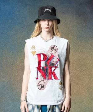 【予約商品】glamb(グラム)GB0225/CS08 : Punk Prayer Tank Top / パンクプレイヤータンクトップ - White