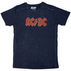 【予約商品】AC/DC バンドTシャツ ユニセックス: Logo (Navy Blue) (Wash Collection) - NAVY BLUE