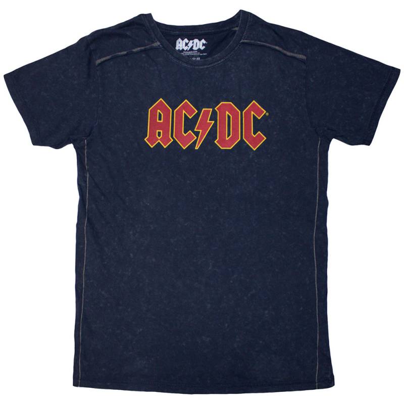 【予約商品】AC/DC バンドTシャツ ユニセックス: Logo (Navy Blue) (Wash Collection) - NAVY BLUE