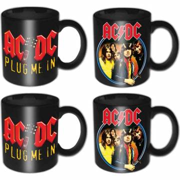 【予約商品】AC/DC Mini Mug Set: 4 Piece Set (2 each of Devil & Angus Plug Me In) - BLACK