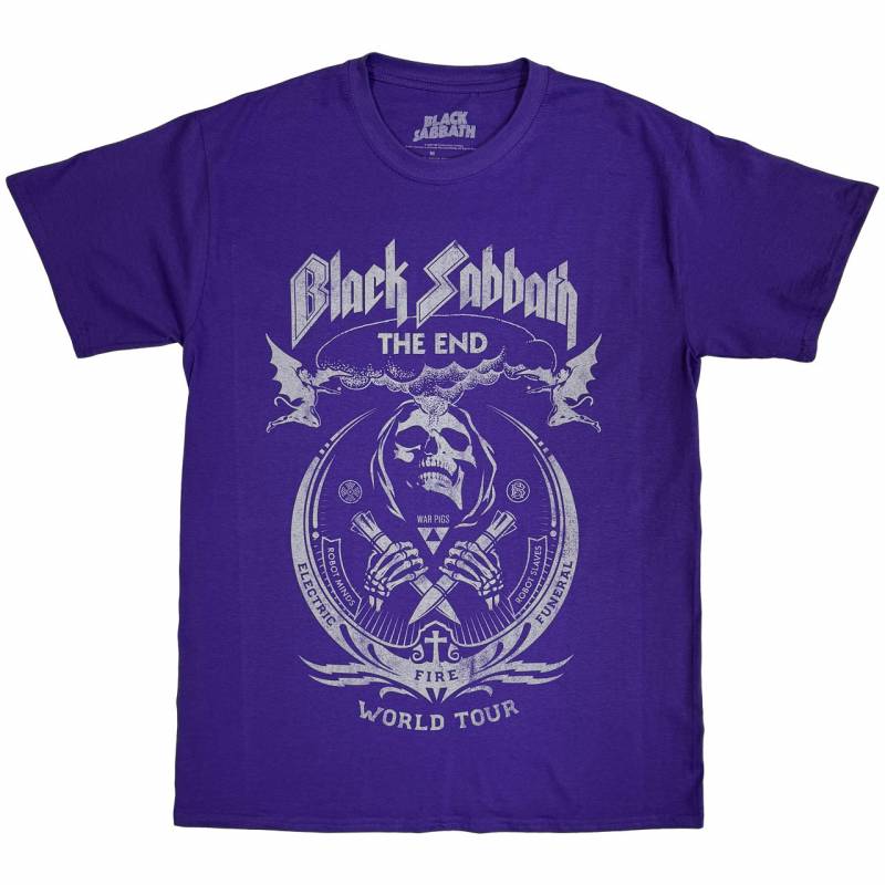 【予約商品】BLACK SABBATH バンドTシャツ ユニセックス: The End Mushroom Cloud (Purple)