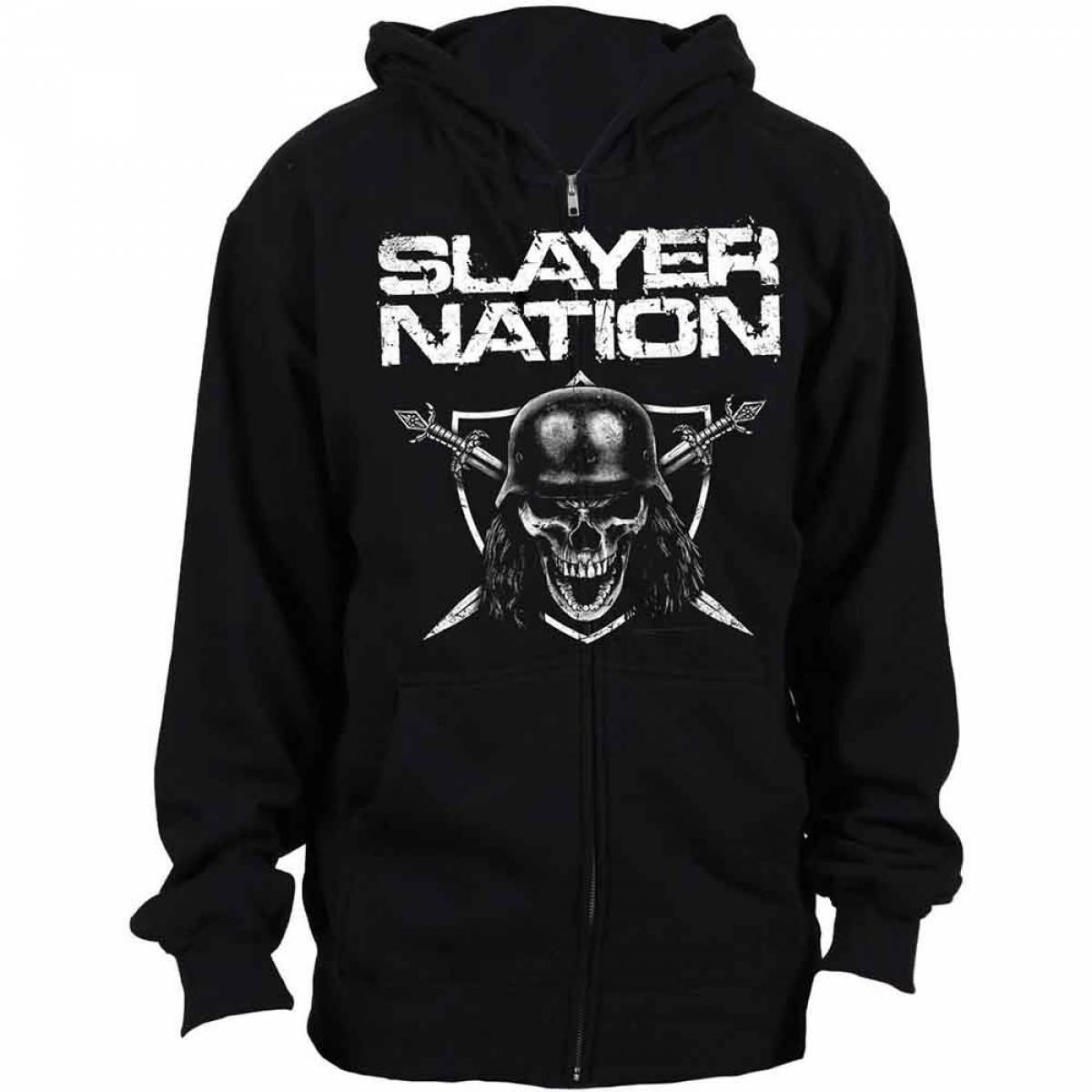 【予約商品】SLAYER Unisex Zipped Hoodie: SLAYER Nation (Black) - BLACK