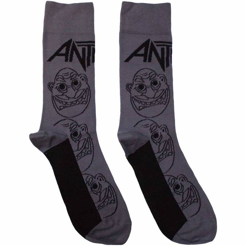 【予約商品】ANTHRAX Unisex Ankle Socks: Faces Pattern Mono (Charcoal Grey) (UK Size 7 - 11)