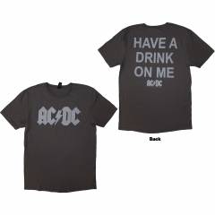 【予約商品】AC/DC バンドTシャツ ユニセックス: Have A Drink On Me (Grey) (Back Print) - GREY