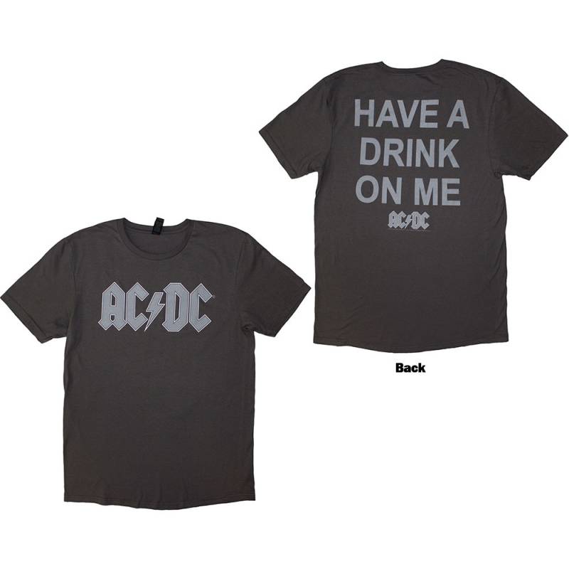 【予約商品】AC/DC バンドTシャツ ユニセックス: Have A Drink On Me (Grey) (Back Print) - GREY