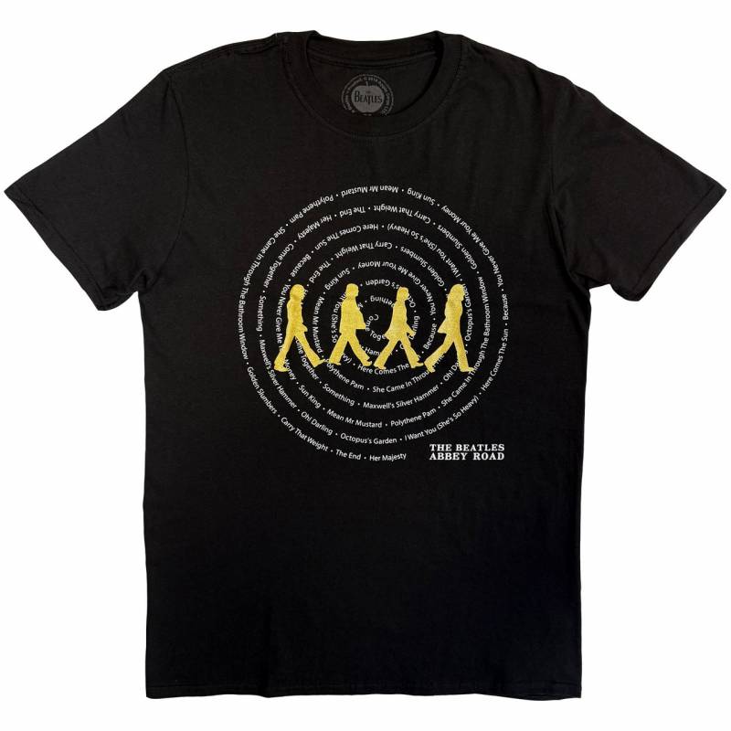 【予約商品】THE BEATLES バンドTシャツ ユニセックス: Abbey Road Songs Swirl Foiled (Black) (Embellished)