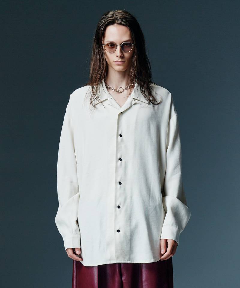 【予約商品】glamb(グラム) Grace Open Collar Shirt / グレースオープンカラーシャツ - White