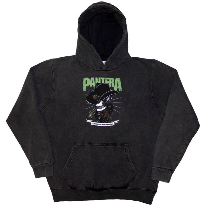 【予約商品】PANTERA Unisex Stone Wash Pullover Hoodie: Skeleton Cowboy (Charcoal Grey) (Wash Collection)