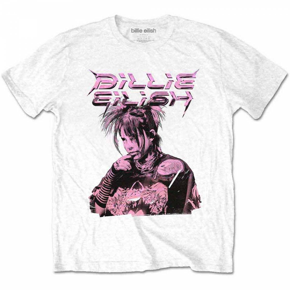 【予約商品】BILLIE EILISH バンドTシャツ ユニセックス: Purple Illustration - WHITE