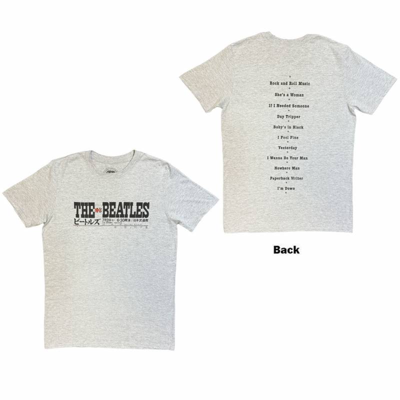 【予約商品】THE BEATLES バンドTシャツ ユニセックス: Budokan Set List (Grey) (Back Print)