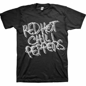 【予約商品】RED HOT CHILI PEPPERS バンドTシャツ ユニセックス: Black & White Logo (Black) - BLACK