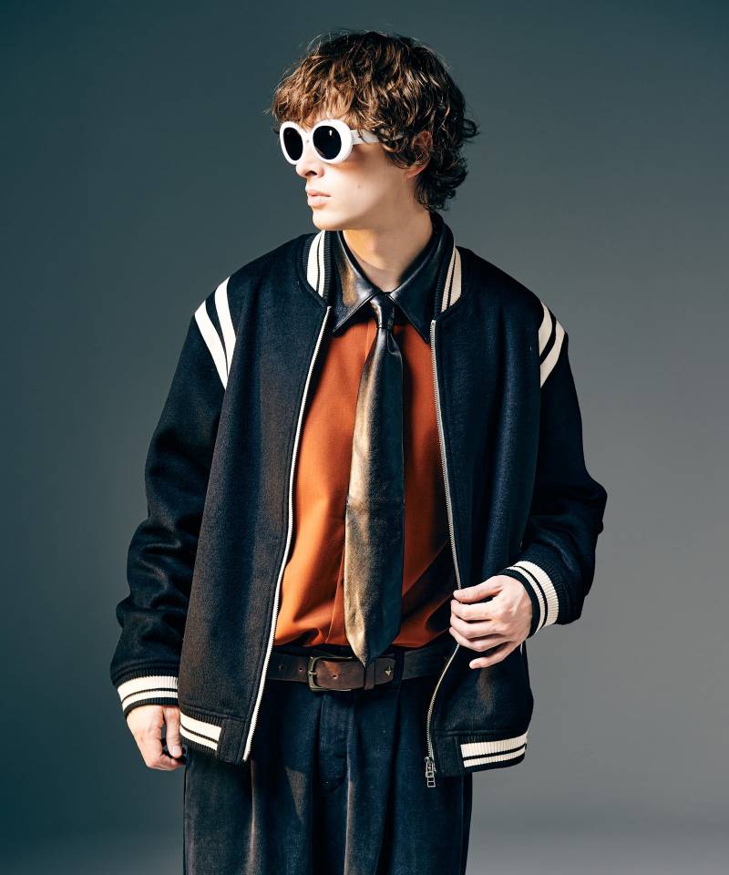 【予約商品】glamb(グラム)Bowler Stadium Jumper / ボウラースタジアムジャンパー - Black