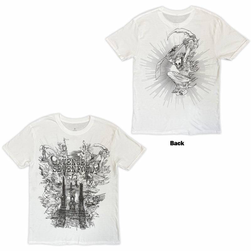 【予約商品】AVENGED SEVENFOLD バンドTシャツ ユニセックス: Land of Cain (White) (Back Print)