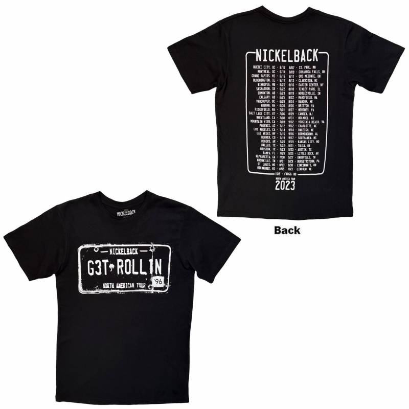 【予約商品】NICKELBACK Unisex Premium Carbon バンドTシャツ: Get Rollin' Tour (Black) (Back Print)