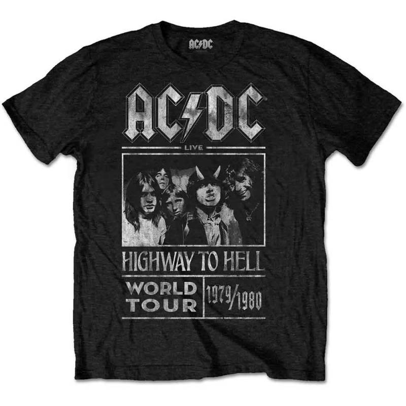 【予約商品】AC/DC バンドTシャツ ユニセックス: Highway to Hell World Tour 1979/1980 (Black) - BLACK