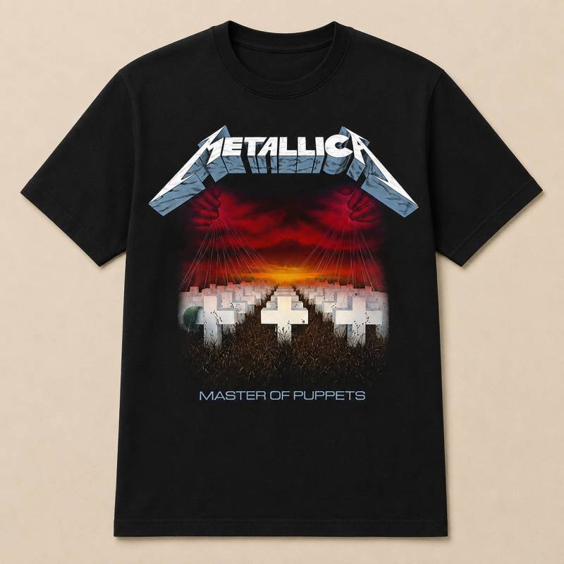 【予約商品】METALLICA バンドTシャツ ユニセックス: Master of Puppets Tracks (Black) (Back Print)