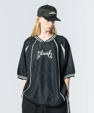 【予約商品】glamb(グラム)GB0225/KNT05 : Football Uniform Knit / フットボールユニフォームニット - Black