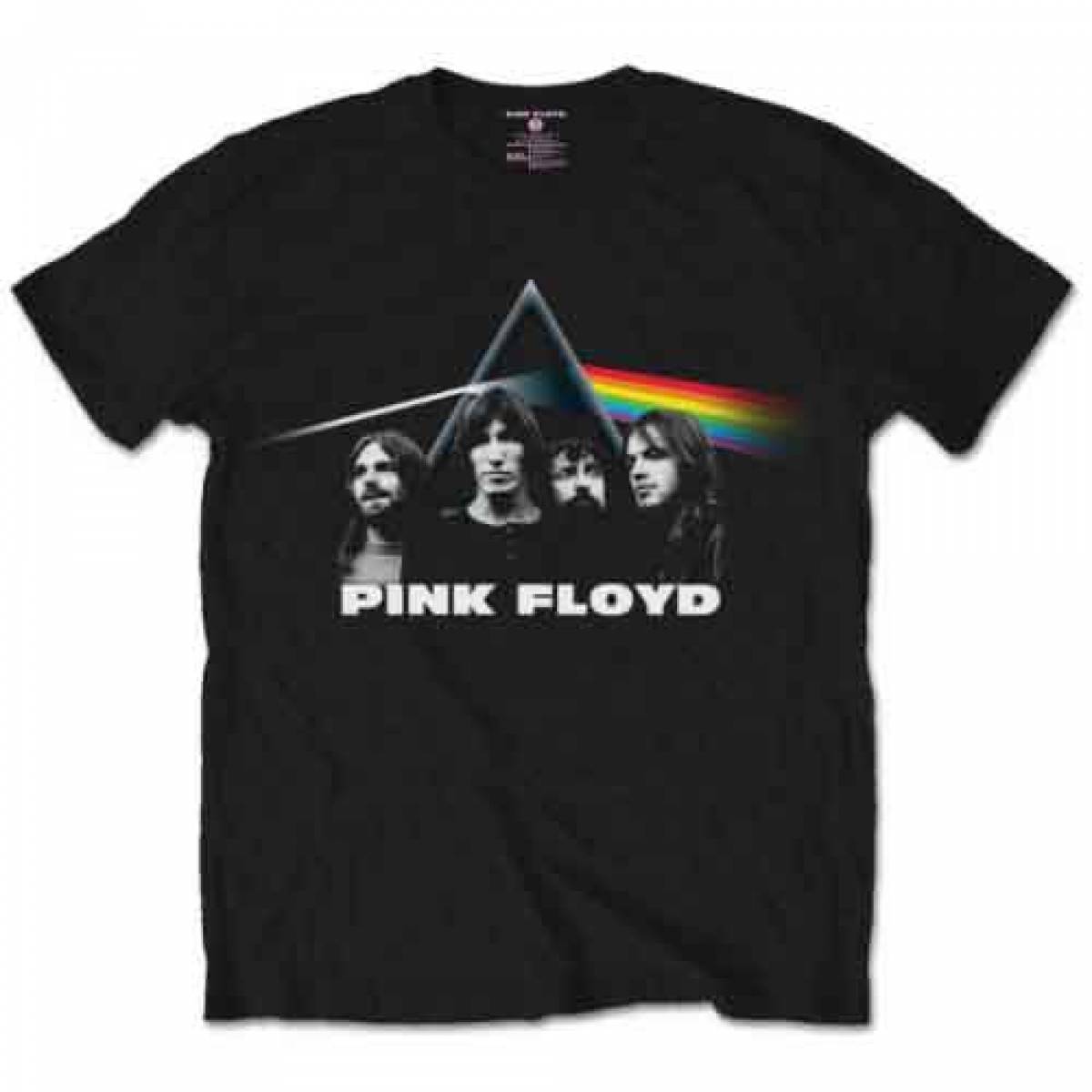 【予約商品】PINK FLOYD バンドTシャツ ユニセックス: Dark Side of the Moon Band & Prism (Black) - BLACK