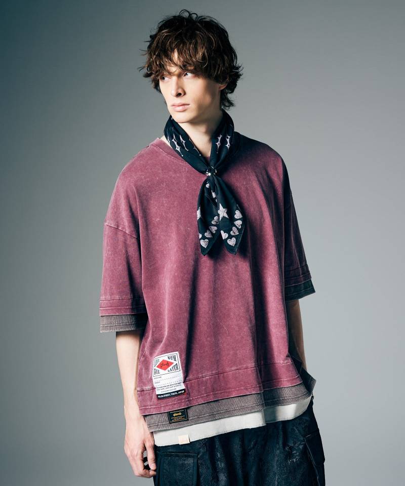 【予約商品】glamb(グラム) Tri Layered Cutsew / トライレイヤードカットソー - Red