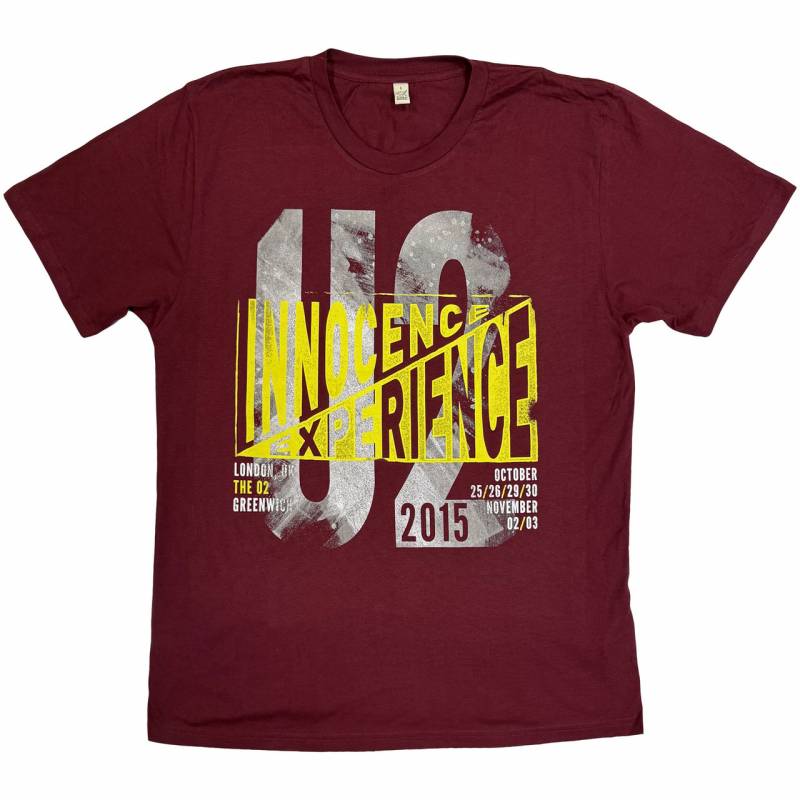 【予約商品】U2 バンドTシャツ ユニセックス: I+E London Event 2018 (Maroon Red) (Ex-Tour)