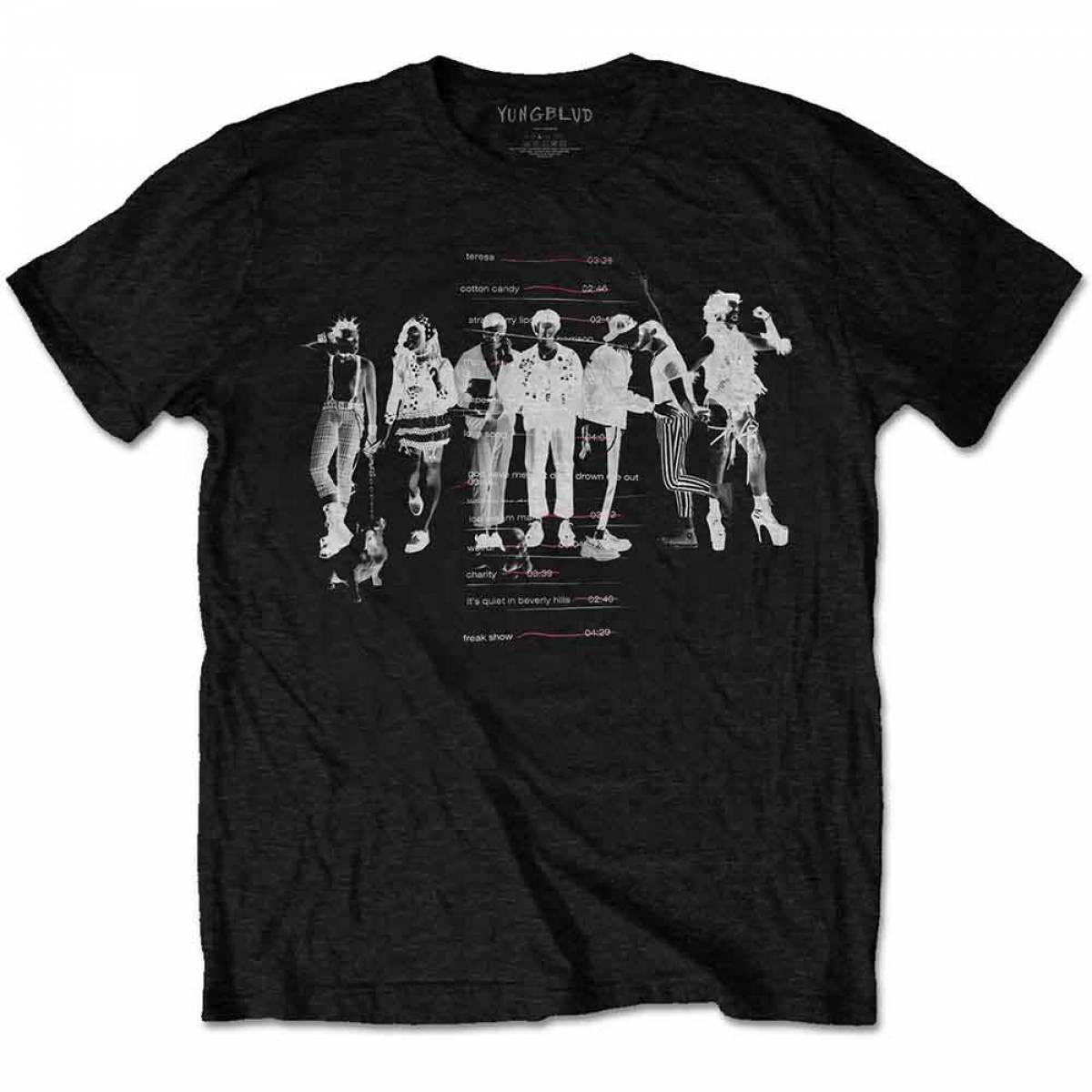 【予約商品】YUNGBLUD バンドTシャツ ユニセックス: Weird Track list (Black) - BLACK
