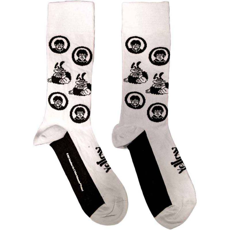 【予約商品】THE BEATLES Unisex Ankle Socks: Band & Meanies Monochrome (White) (UK Size 7 - 11)